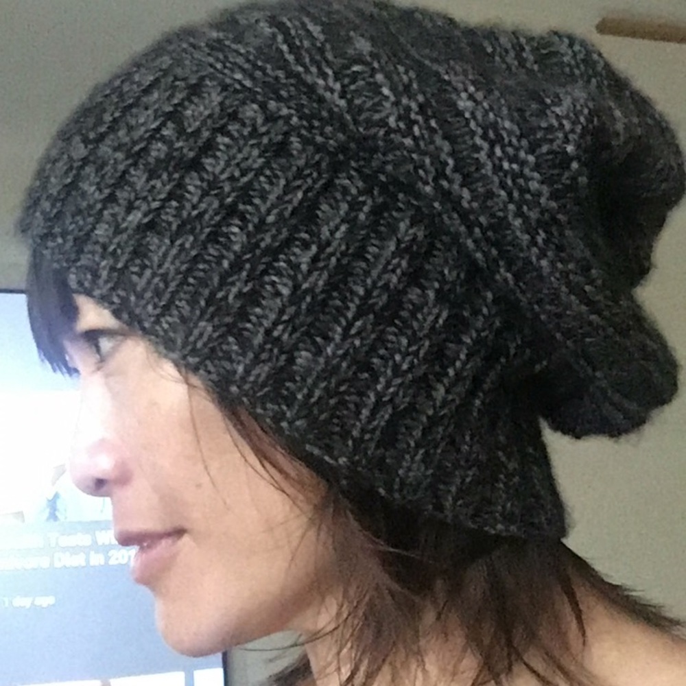 Cashmere Hand Knitted Charcoal Beanie